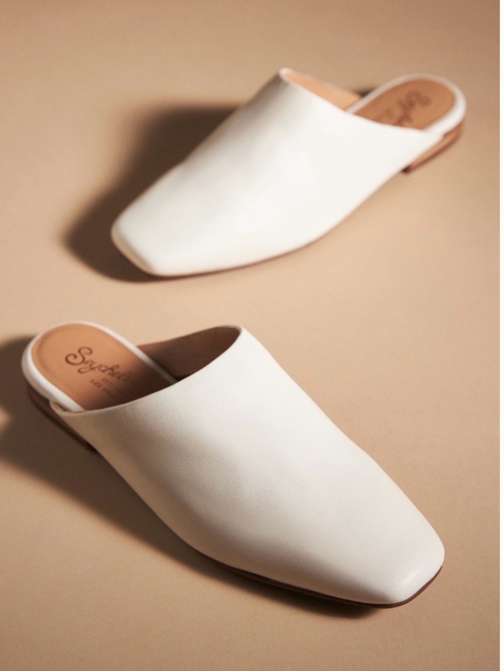 NIB Seychelles Ivory Leather Square-Toe Mules